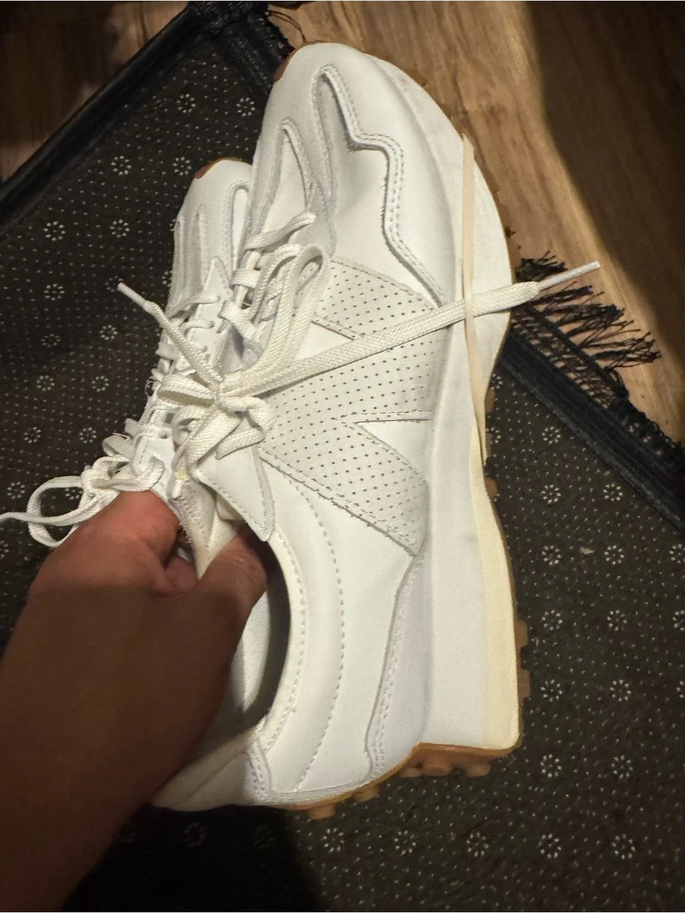 New Balance Women's White Sneakers with Gum Soles